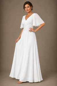 A-Line Chiffon Mother of the Bride Dress with Applique