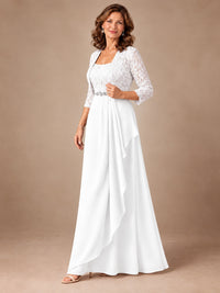 Blush Pink A-Line Mother of the Bride Dress with Lace Jacket and Ruffles