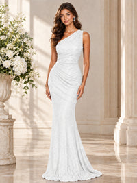 Sequin Mermaid One Shoulder Prom Dress Long formal Gown