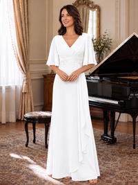 V-Neck Chiffon Lace Mother of the Bride Dresses