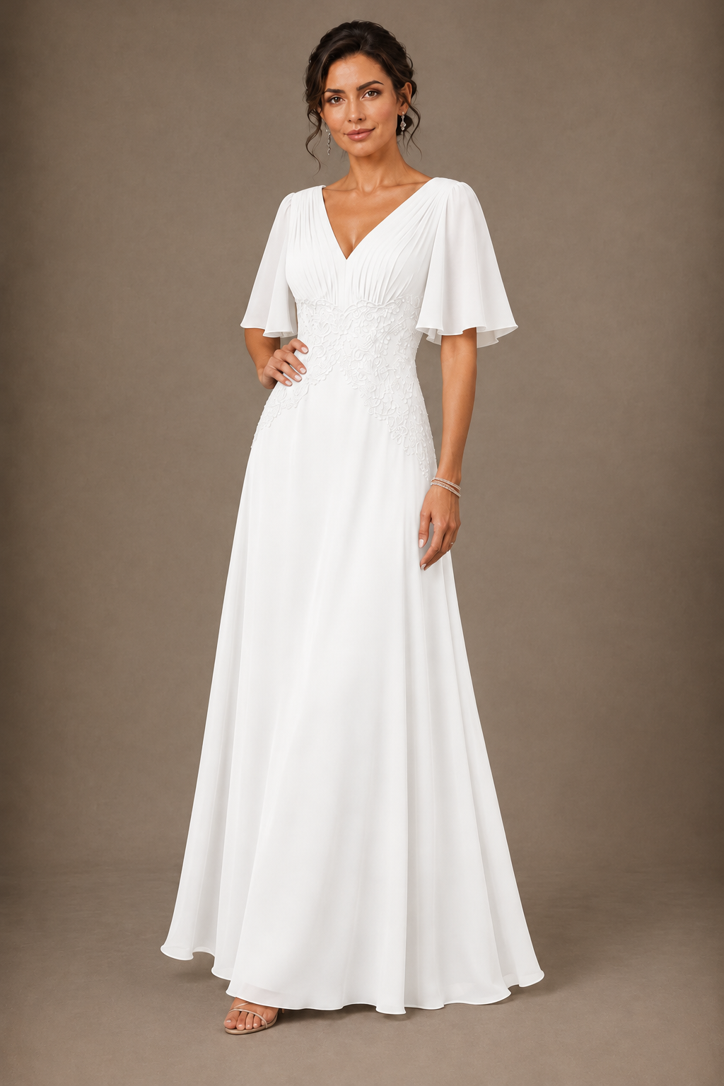 A-Line Chiffon Mother of the Bride Dress with Applique