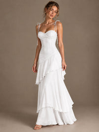 Spaghetti Strap Tiered Ruffles Chiffon Prom Dress