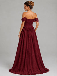 Off Shoulder Jacquard A-Line Maxi Dress