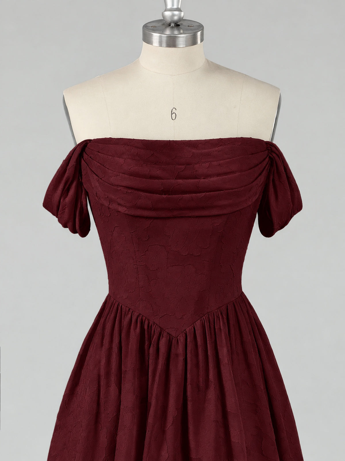 Off Shoulder Jacquard A-Line Maxi Dress