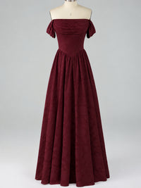 Off Shoulder Jacquard A-Line Maxi Dress