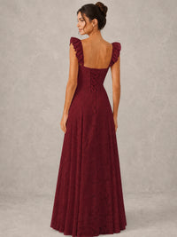 Jacquard Square Neck A-Line Maxi Dress