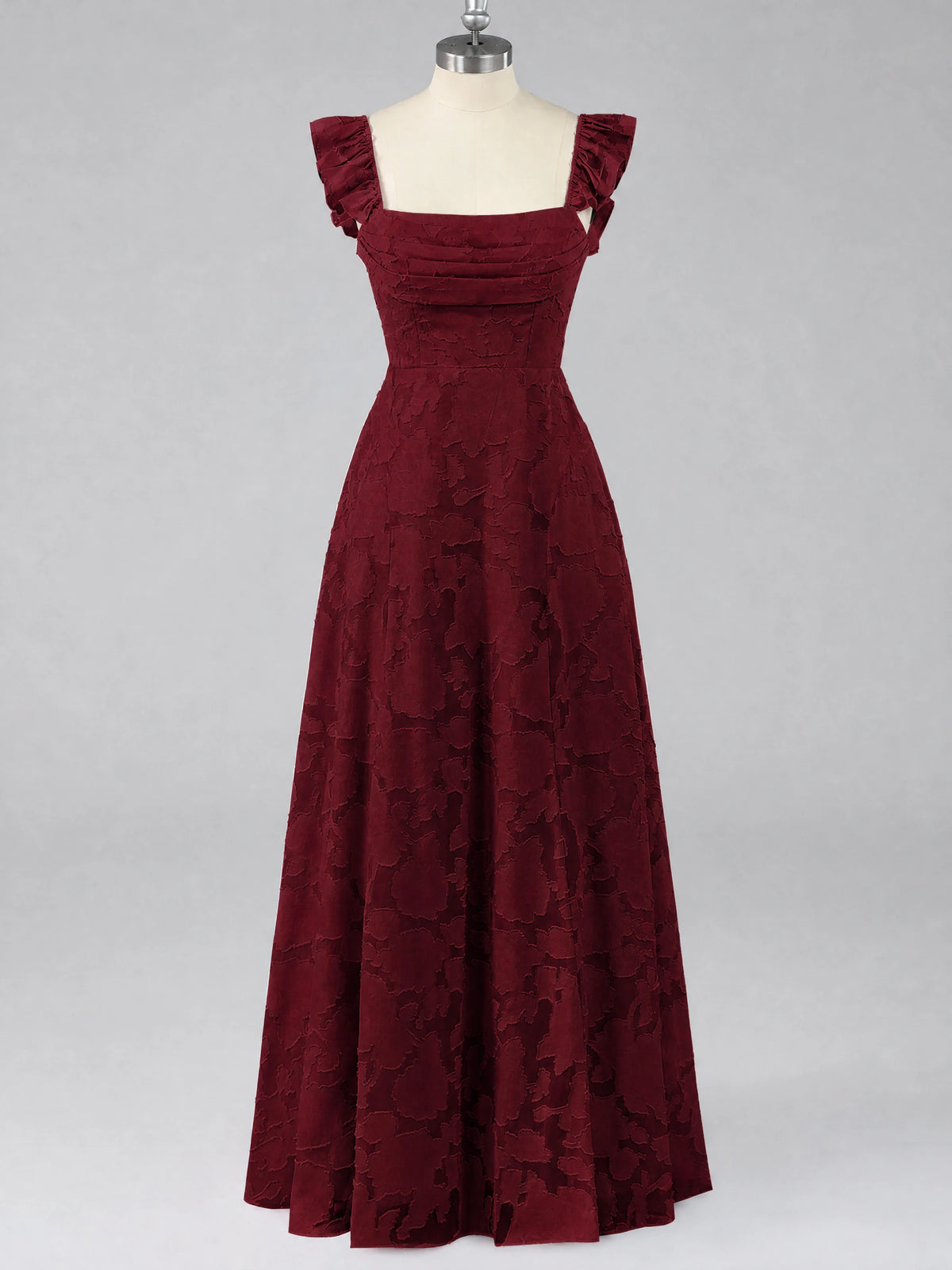 Jacquard Square Neck A-Line Maxi Dress