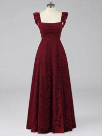 Jacquard Square Neck A-Line Maxi Dress