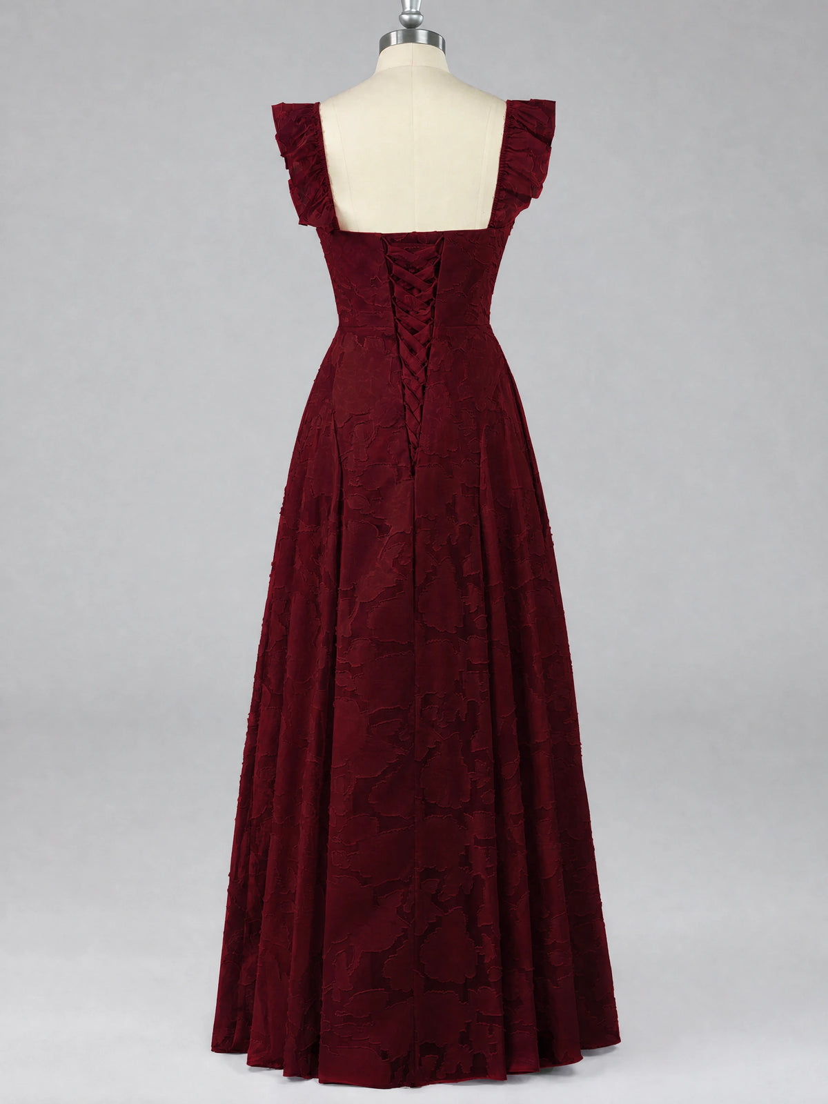 Jacquard Square Neck A-Line Maxi Dress