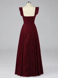 Jacquard Square Neck A-Line Maxi Dress