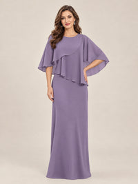 Wisteria-Chiffon 2 Piece A Line Mother of The Bride Dresses with Cape