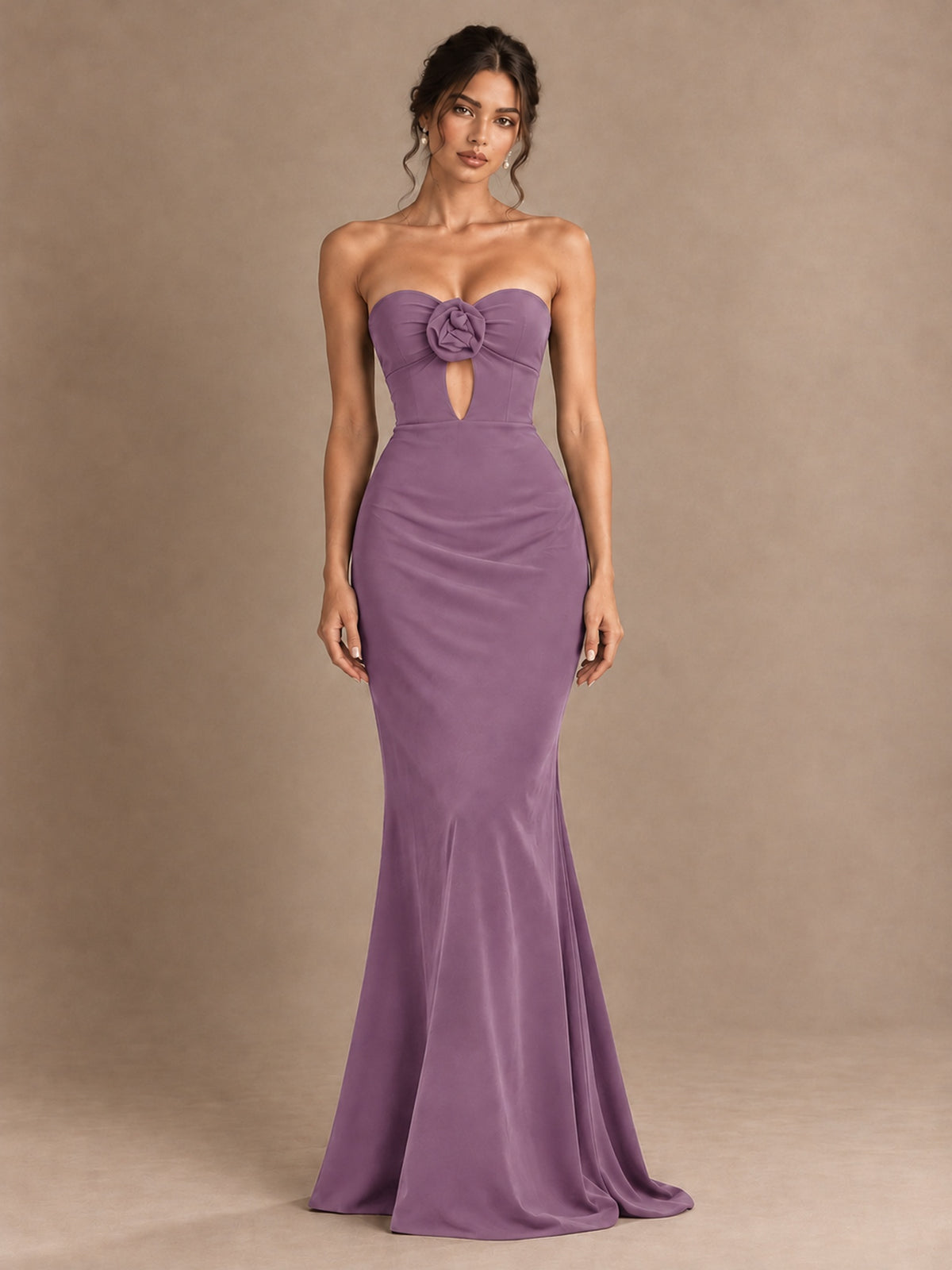 Emerald Green Strapless Mermaid Prom Dress with 3D Rose & Keyhole Cutout