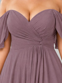 Off Shoulder Chiffon Bridesmaid Dress with Slit