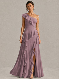 Sage Green One Shoulder Ruffle Bridesmaid Dress