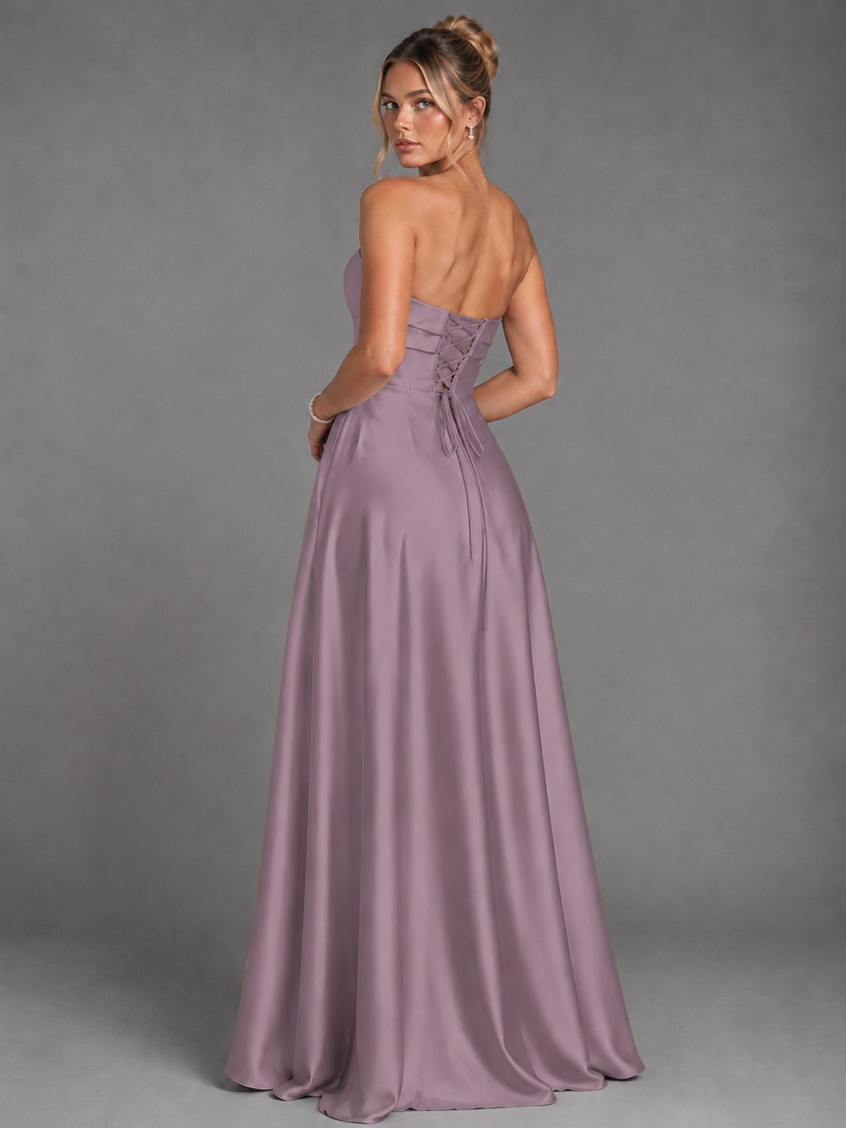 Sweetheart Neck Strapless Satin A-Line Prom Dress
