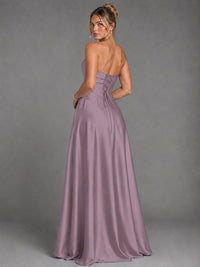 Sweetheart Neck Strapless Satin A-Line Prom Dress