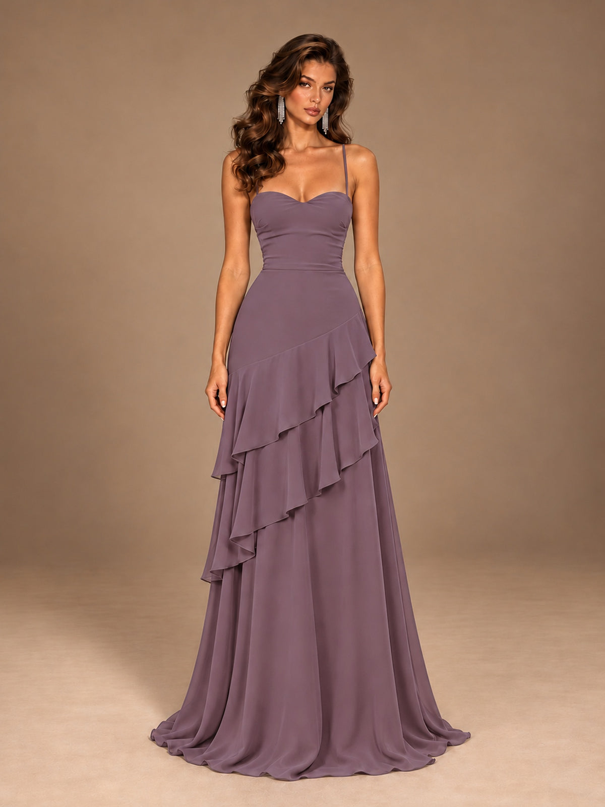 Sweetheart A-Line Ruffle Prom Dress with Spaghetti Straps