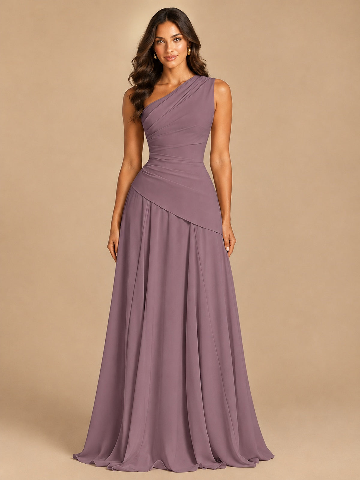 One Shoulder Prom Dress A-line Ruched Women Wedding Formal Gowns