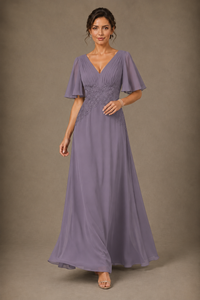 A-Line Chiffon Mother of the Bride Dress with Applique