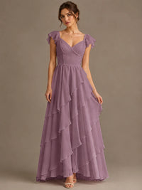 Ruffle Tiered V Neck Maxi Dress