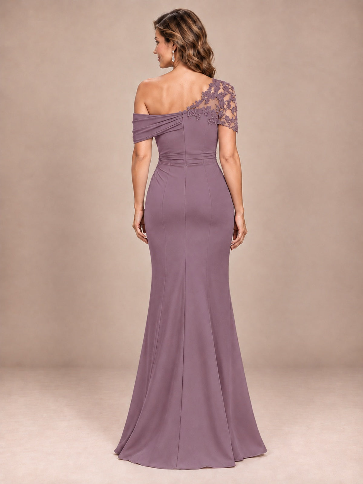 One Shoulder Chiffon Mother of The Bride Dress