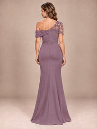 One Shoulder Chiffon Mother of The Bride Dress