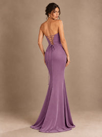 Emerald Green Strapless Mermaid Prom Dress with 3D Rose & Keyhole Cutout