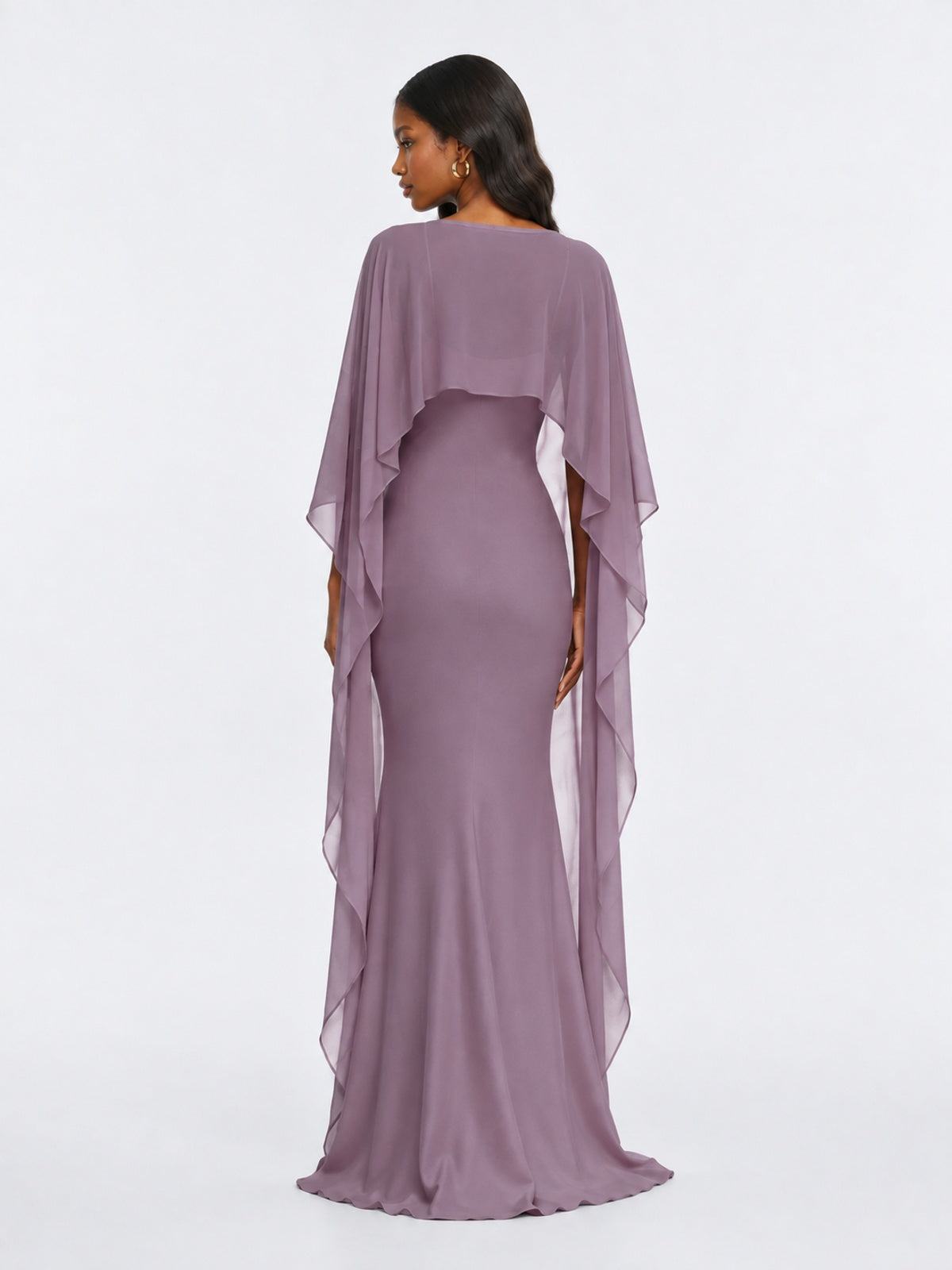 Satin Cape Prom Dresses Meramid Maxi Dress