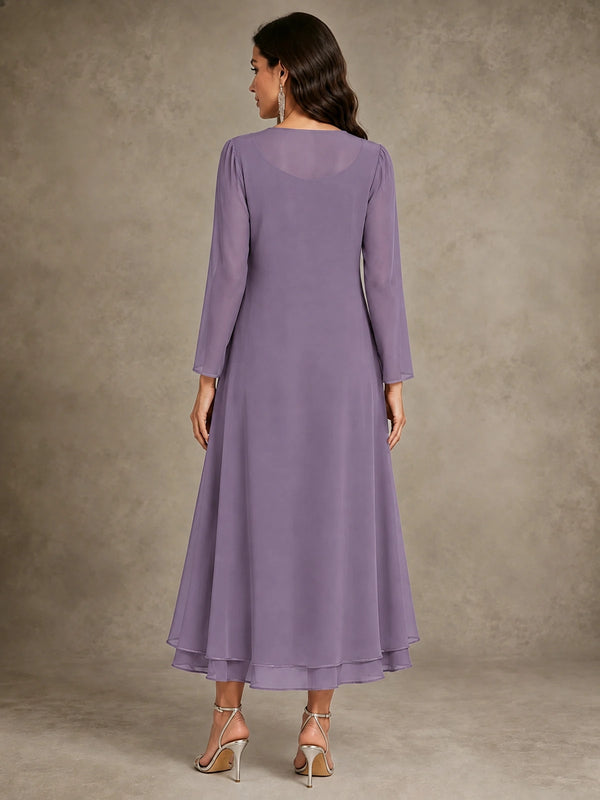 Sequin Chiffon Mother of the Bride Dress with Jacket