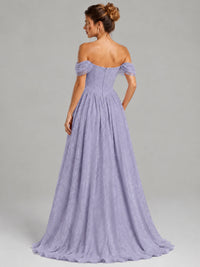 Off Shoulder Jacquard A-Line Maxi Dress