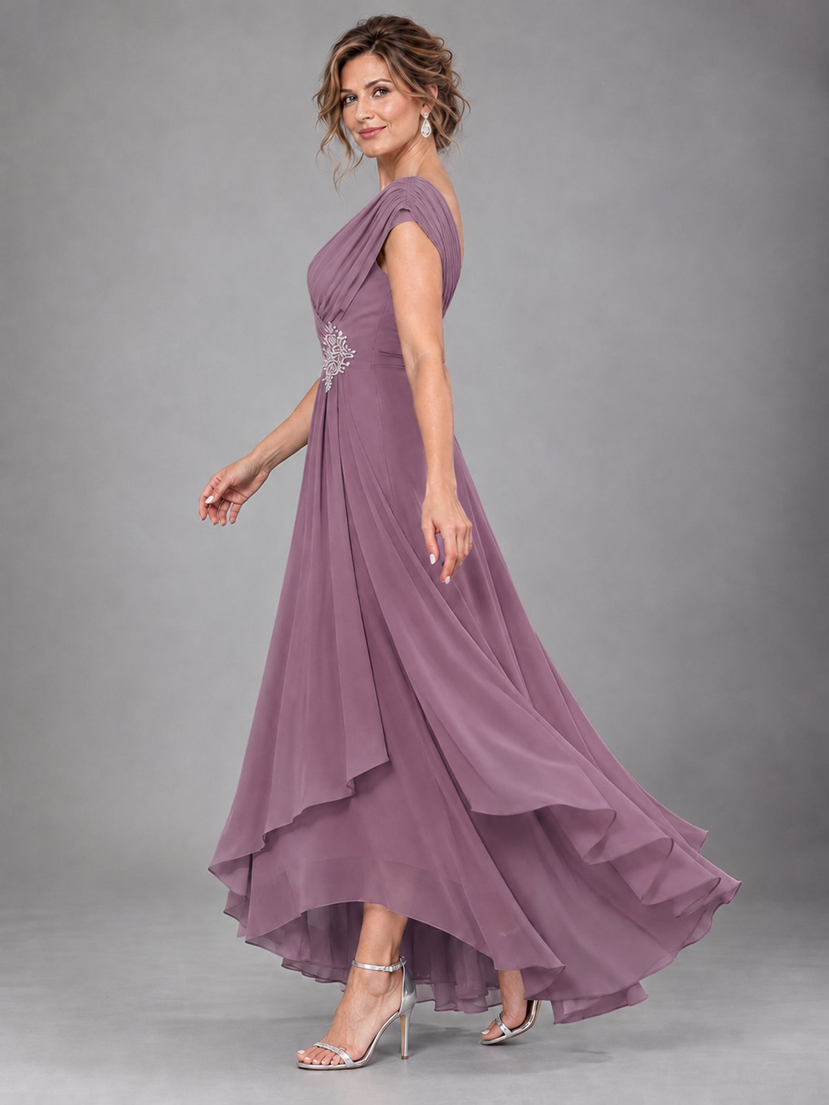 Cap Sleeve Chiffon A-Line Mother of the Bride Dress