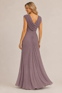 Cowl Neck Ruched Chiffon Mother of the Bride Dress