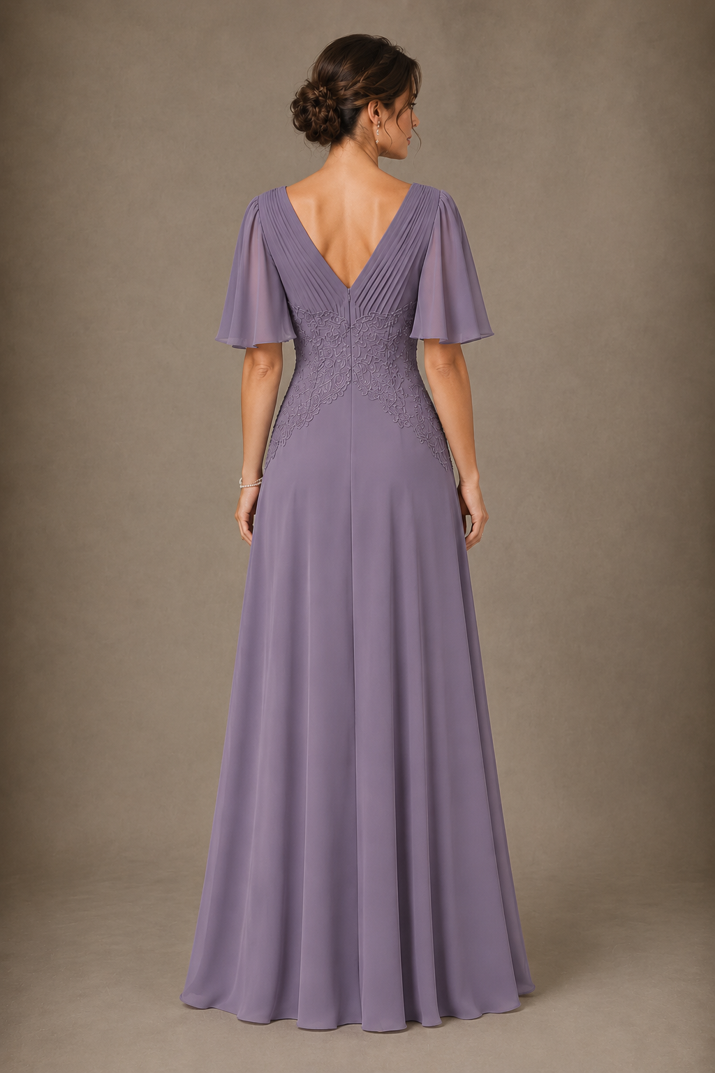 A-Line Chiffon Mother of the Bride Dress with Applique
