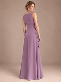 3D Floral Applique Sleeveless Formal Maxi Dress