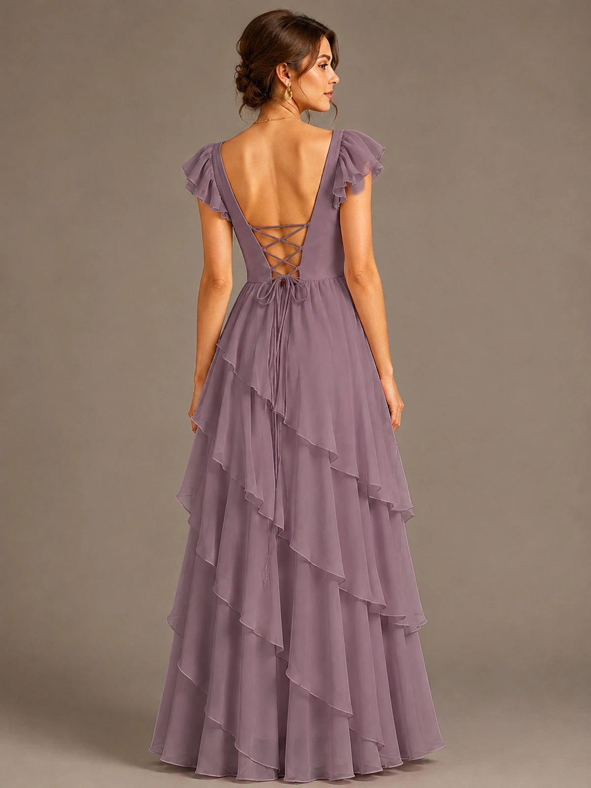 Ruffle Tiered V Neck Maxi Dress