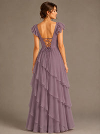 Ruffle Tiered V Neck Maxi Dress