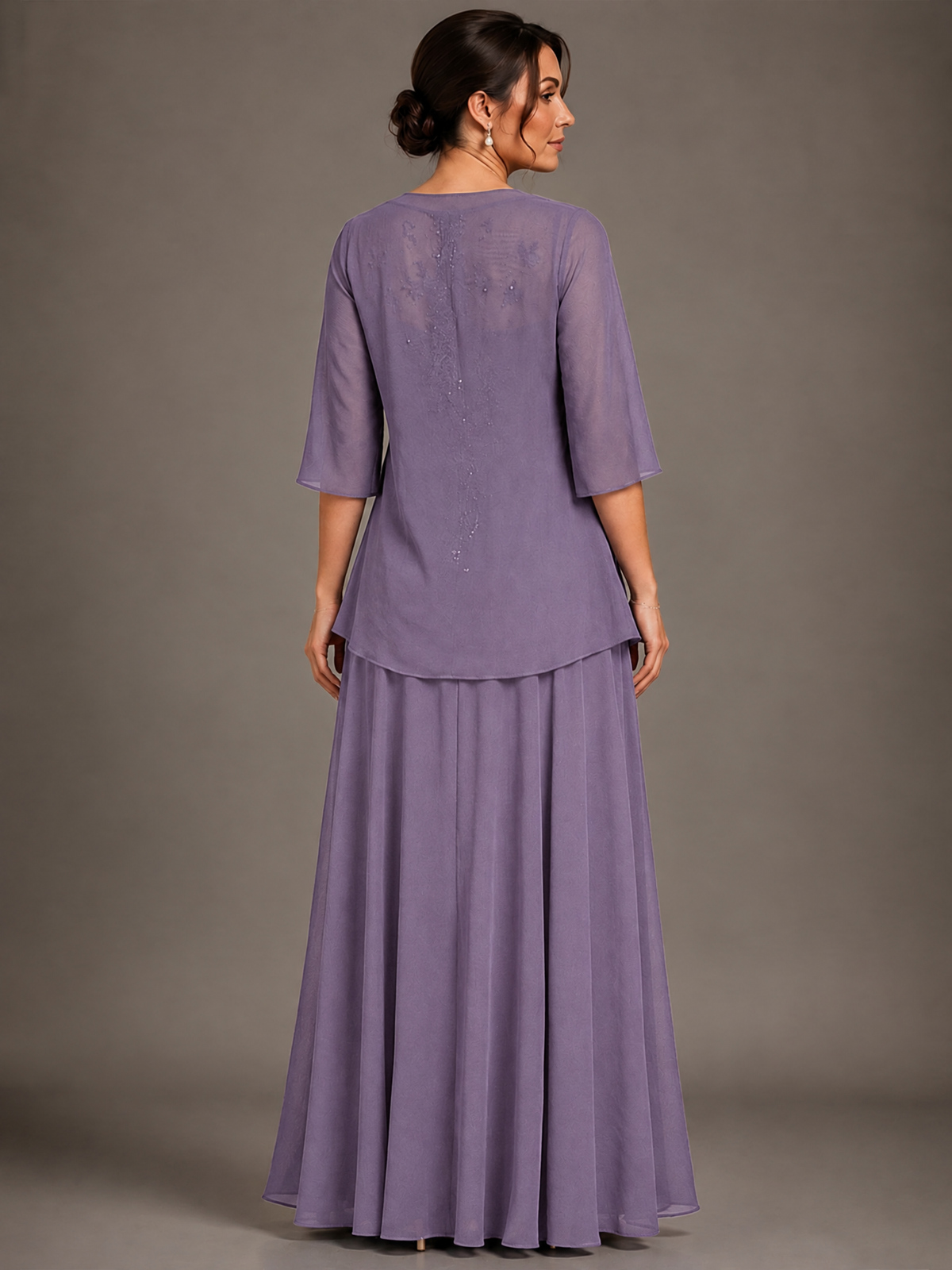 A-line 2 Pieces Chiffon Appliques Mother of The Bride Dresses with Jackets