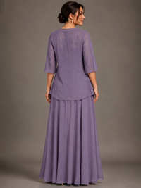A-line 2 Pieces Chiffon Appliques Mother of The Bride Dresses with Jackets