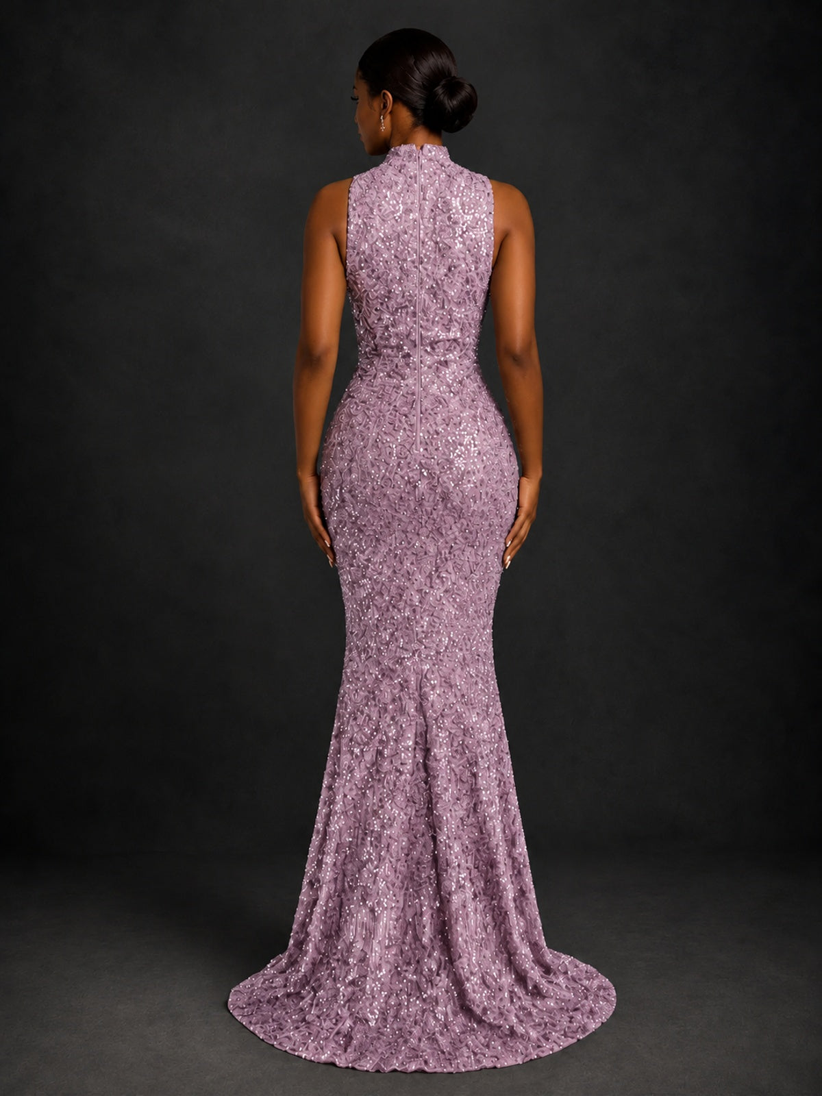 Sparkly Sequin High Neck Mermaid Prom Dress