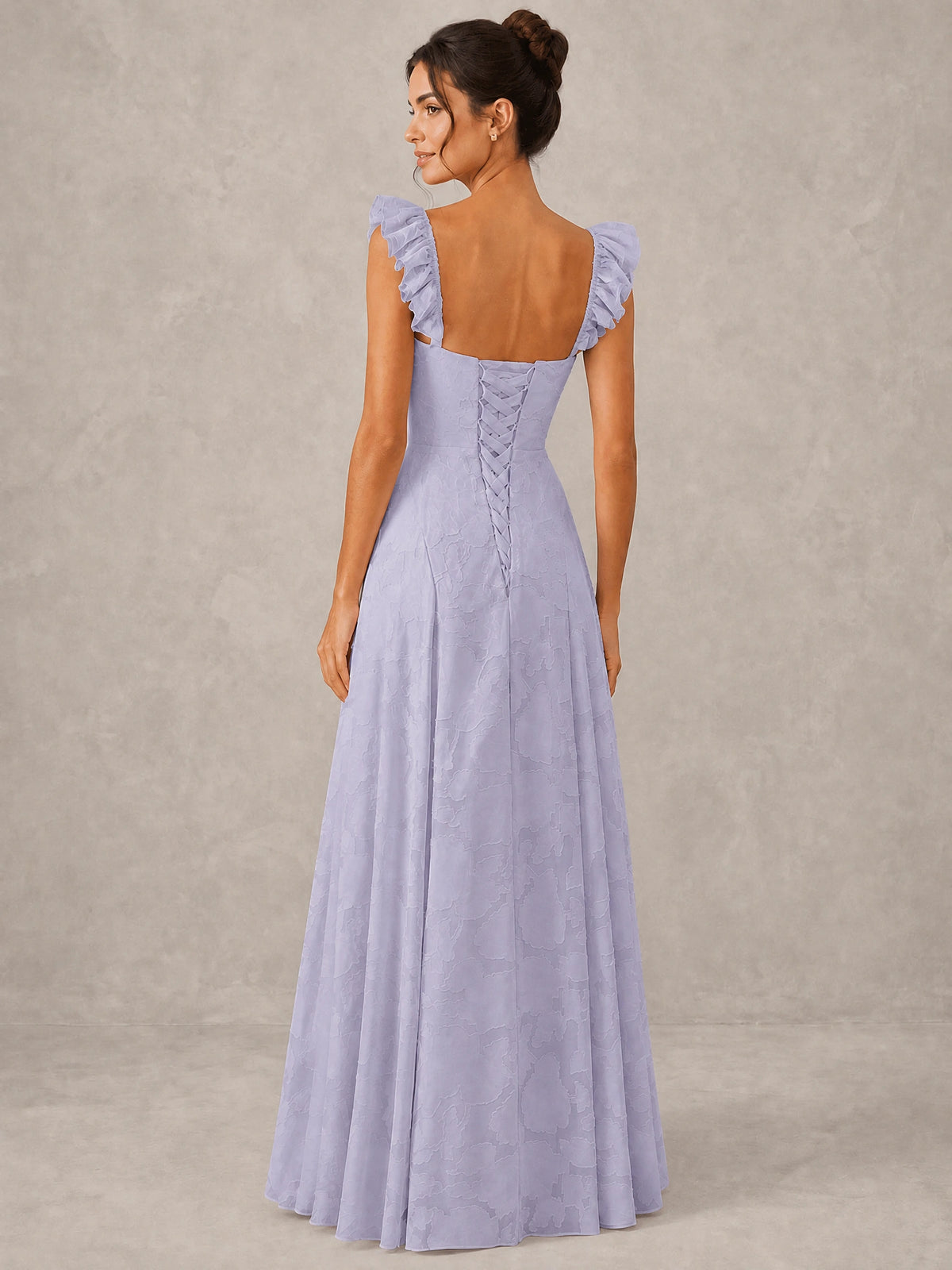 Jacquard Square Neck A-Line Maxi Dress