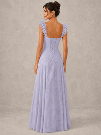 Jacquard Square Neck A-Line Maxi Dress