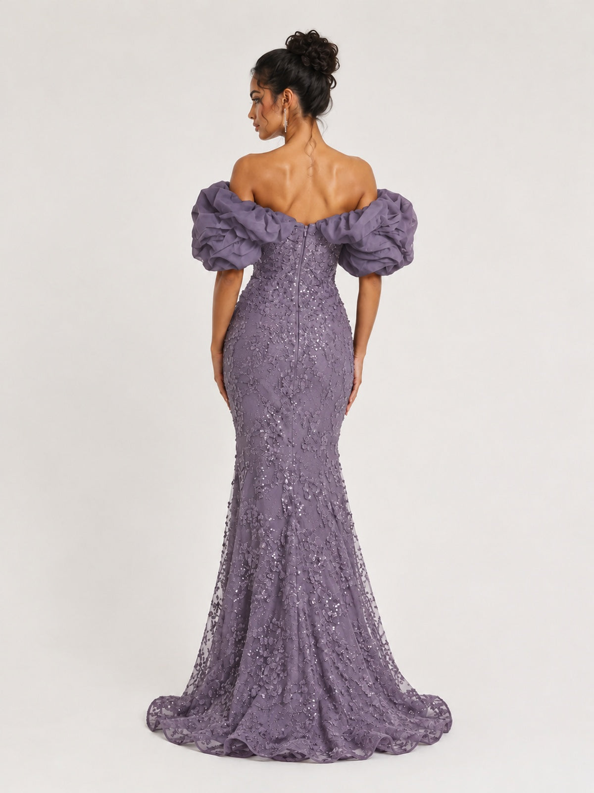 Sequin Off-Shoulder Ruffle Mermaid Prom Dress