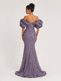 Sequin Off-Shoulder Ruffle Mermaid Prom Dress