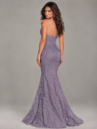 Strapless Corset Mermaid Prom Dress Lace Appliqué Formal Gown