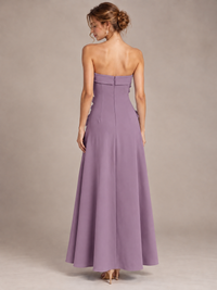 Yellow Strapless 3D Floral Appliques Maxi Dress