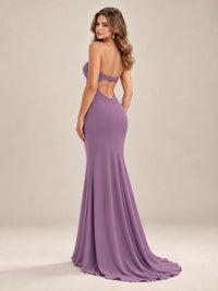 Light Blue Strapless Sweetheart Mermaid Prom Dress with Pleated Bodice