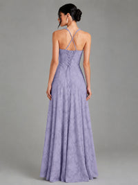 A-Line Halter Floral Chiffon Maxi Dress