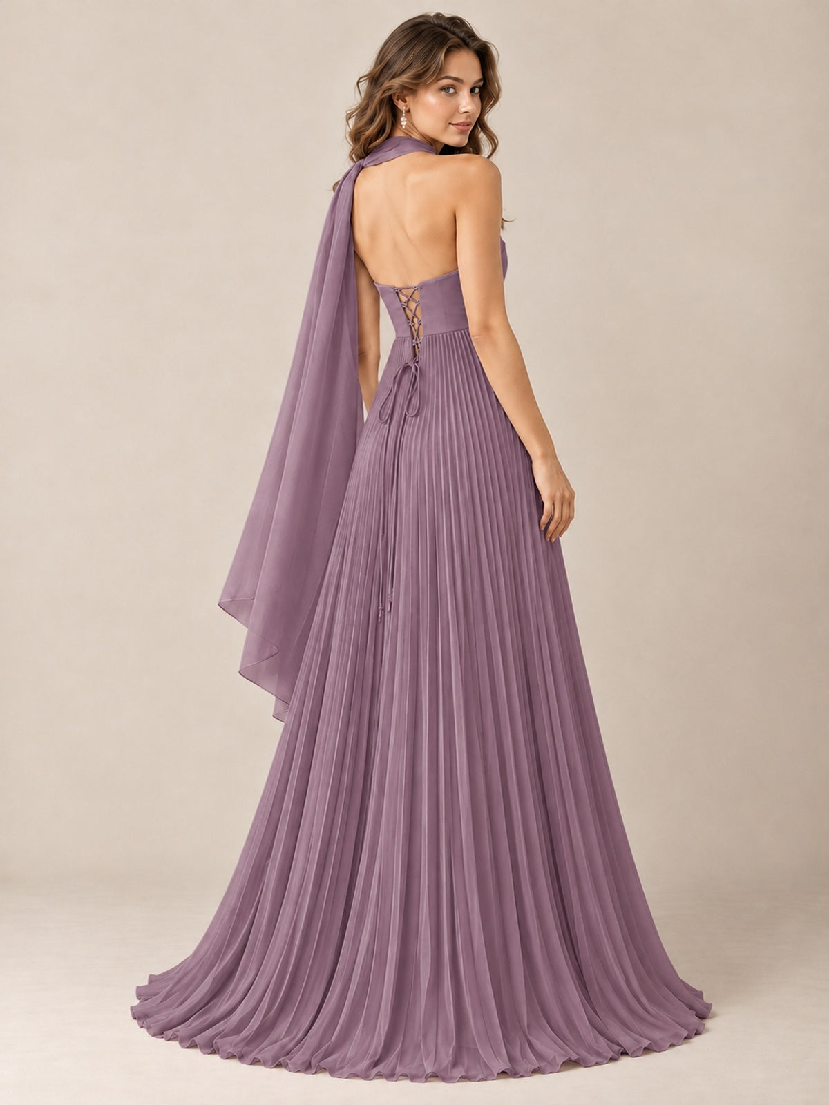 Sweetheart Neckline Pleated Prom Dress Strapless A-line Formal Dress with Flowy Scarf