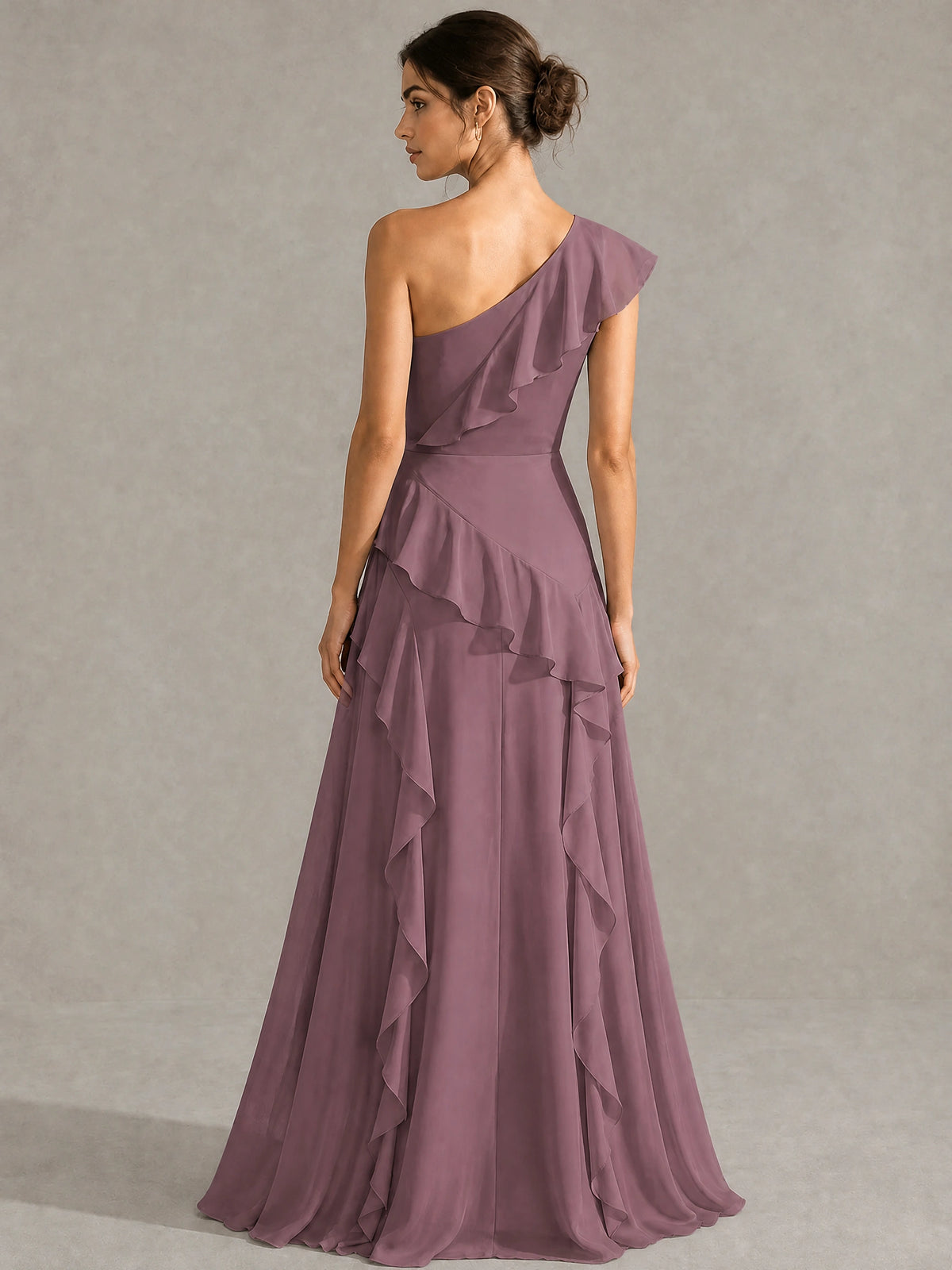 Sage Green One Shoulder Ruffle Bridesmaid Dress