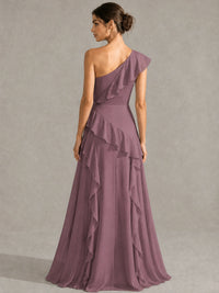 Sage Green One Shoulder Ruffle Bridesmaid Dress